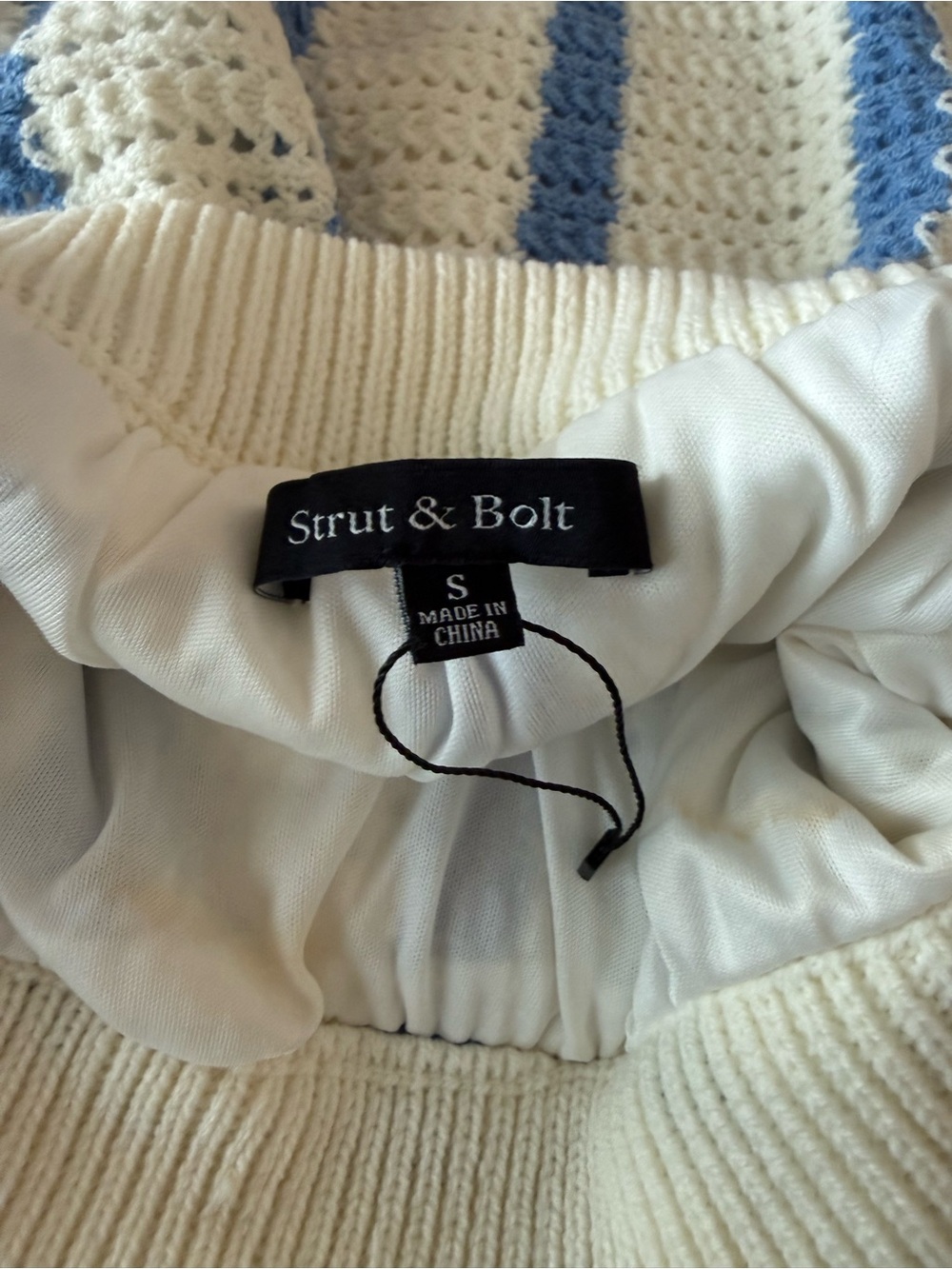 Strut and Bolt Cream and Light Blue Knit Sweater and skirt - Picture 5 of 6